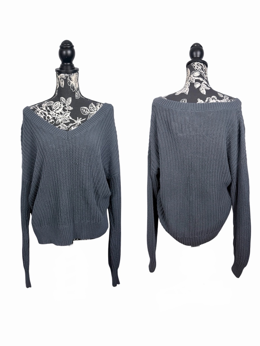 VS Pink grey slouchy knit oversize long sleeve sweater size small